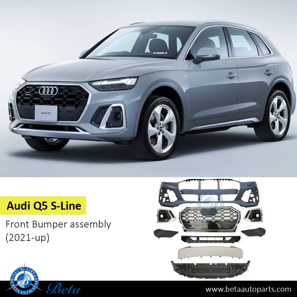 Audi Q5 S-Line (2021-2024), Front Bumper with PDC with Washer, China, 80A807065A Audi Q5 S-Line (2021-2024), Front Bumper with PDC with Washer, China, 80A807065A